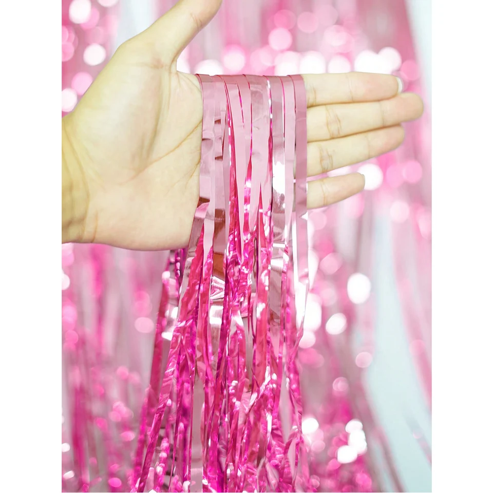 36pcs palloncini misti rosa decorazione per feste di buon compleanno lamina metallica Tinsel tenda sfondo ragazza donna festa di compleanno  15