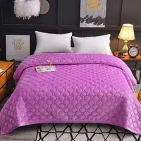 Solid Color Soft Velvet Quilted Bed Cover Blanket Short Plush Sofa Towel King Queen Size Anti-slip Bed Sheet 270x230cm Bedspread 6