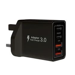 UK Plug 40W USB - C Fast Charging Wall Charger with Multi - Port Travel Adapter - UK Black