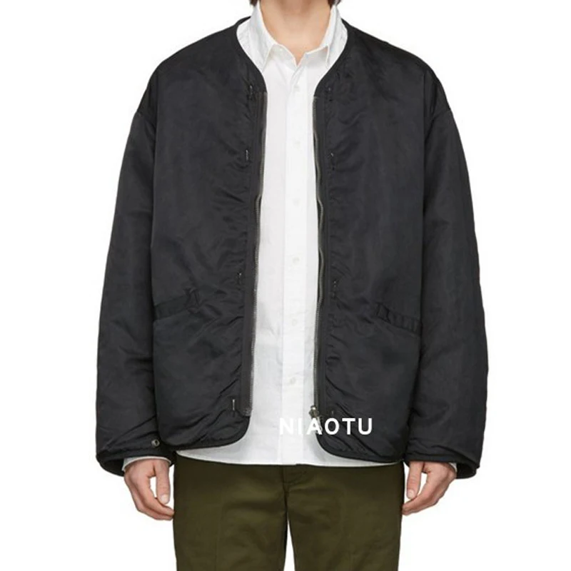 Original Brand Japan Men's Solid Color Zipper Fleece Thickened Parka Cotton Jacket Double-sided Windbreaker Liner Cashmere Coat