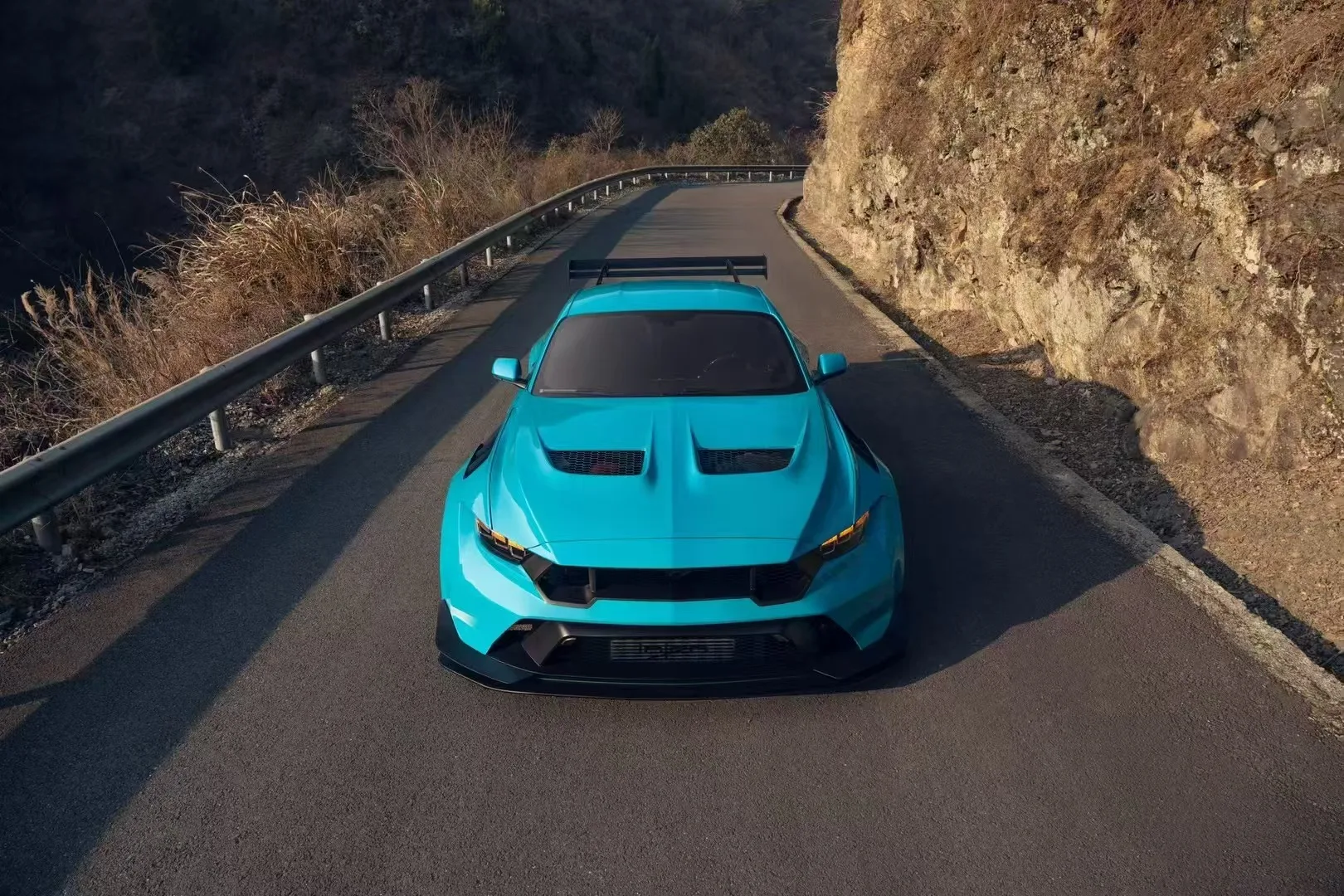 For Ford Mustang Carbon Fiber Body Kit Wild Horse Upgraded GTD-style Front and Rear Bumper Spoiler Engine Hood