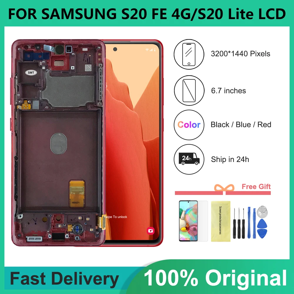 

ORIGINAL For Samsung Galaxy S20 FE 4G LCD Display Touch Screen Ditigitizer For Samsung S20 Fan Edition G780F/S20 Lite Display