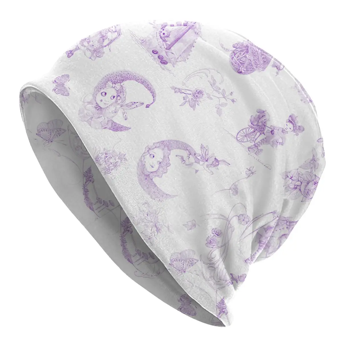 Francese Toile De Jouy Lavanda Whispering Daydreams Skullies Berretti Berretti Inverno Caldo Cappello A Maglia Adulto Francia Arte Cappelli Cofano
