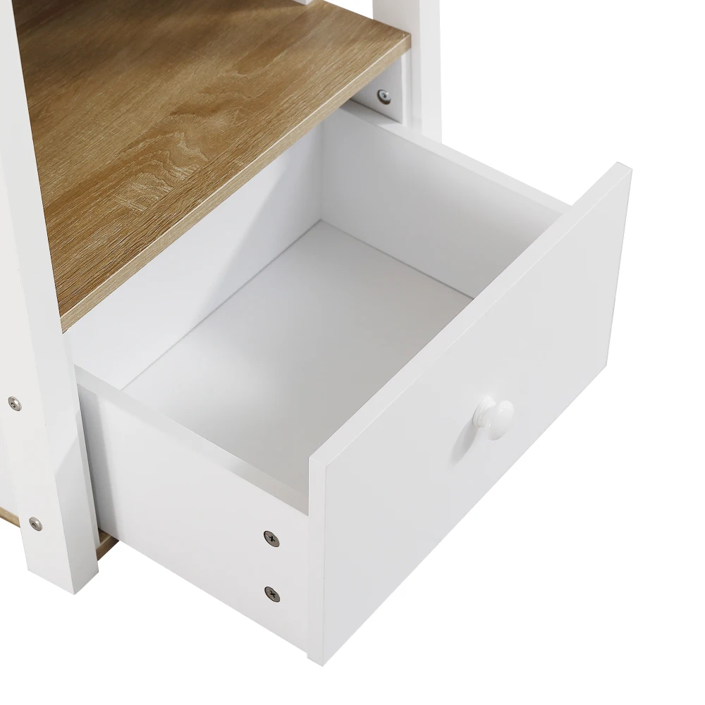 Etagenbett, Babybett mit buntem Fallschirmgitter, Schreibtisch mit 3 Schubladen, 4-stufiger Kleiderschrank, offenes Regal Kiefer + MDF 90 x 200 cm – Detail 17