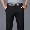 98% Cotton Classic Men's Brown Business Straight Casual Pants Solid Stretch High Waist Office Trousers Male Brand Black Khaki 4