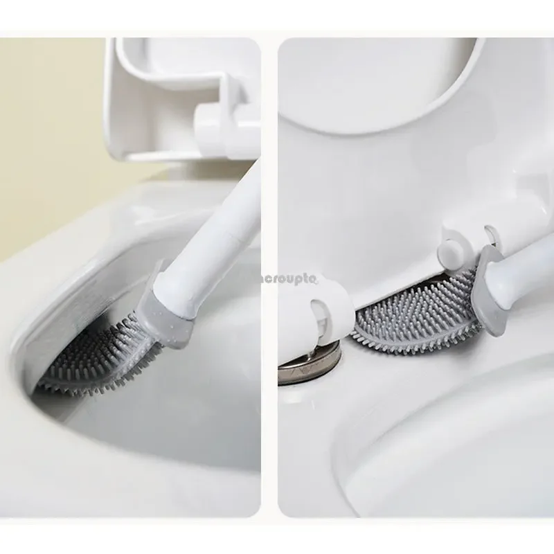 Brosse de Toilette Respirante avec Base en Silicone, Tête Plate, Poils  Souples et Flexibles, Support à vaccage Rapide - AliExpress
