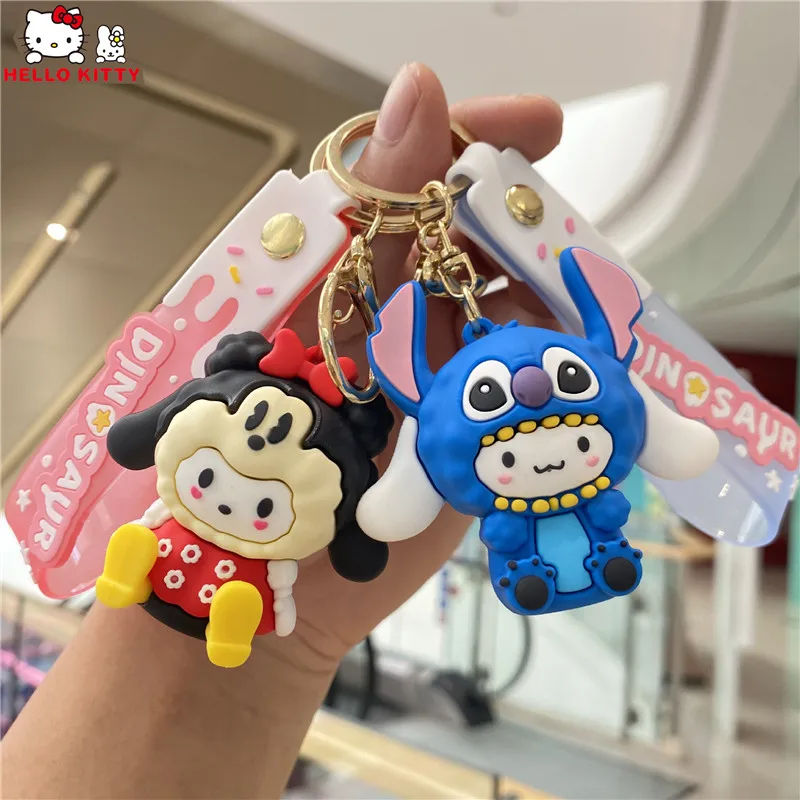 

Kawaii Sanrio Keychains Kuromi Hello Kitty Cinnamoroll Car Key Ring Cartoon Cute Shcoolbag Pendant Ornaments Gifts for Girls