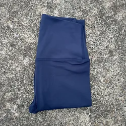 Solid Color High Waist Women's Athletic Leggings with Pocket - S (Navy Blue)