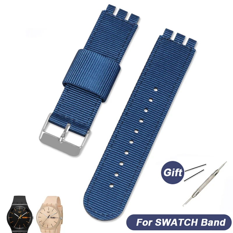 For-SWATCH-Fabric-Canvas-Nylon-Watch-Band-17mm-19mm-20mm-Bracelet-Women ...
