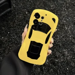 Luxury 3D Sport Car Phone Case - Stylish Supercar Design Cover for Galaxy S24 Ultra (Olny case - yellow)