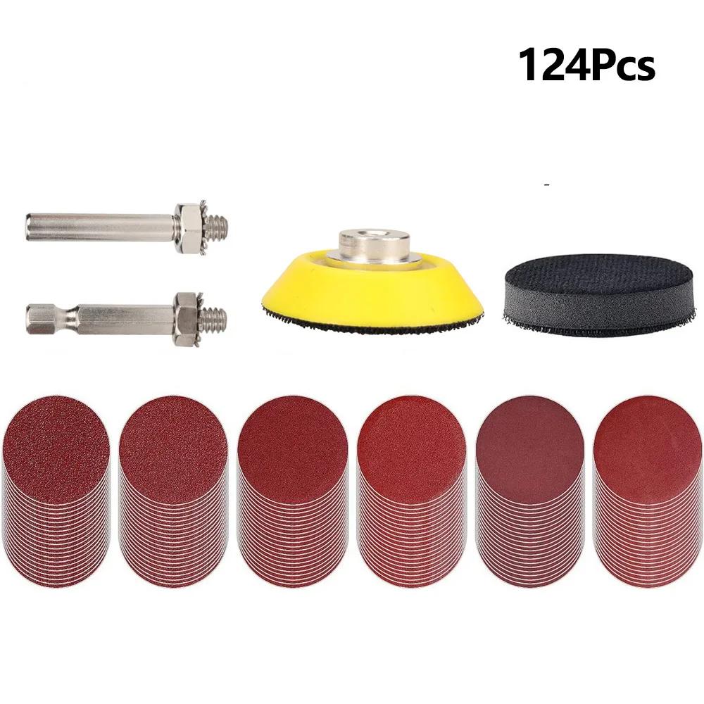 124/64 Stück 2 Zoll rund um Schleifpapier-Schleifscheibe, Körnung 80–2000, Schleifpolierpad für Dremel-Zubehör, Metall, Holz, Polieren – Detail 6