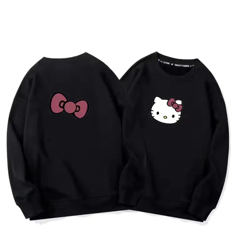 

Hello Kitty fashion Plush thickened cotton round neck sweater women autumn and winter loose print top high-quality clothes