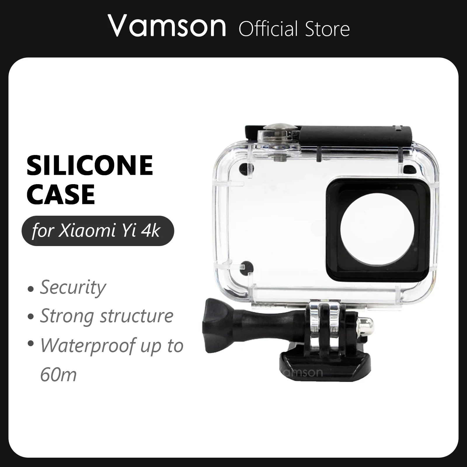 Vamson 60m Waterproof Case Protective Housing Case Diving For Xiaomi for Yi 4K Sports Camera 2 VP608K