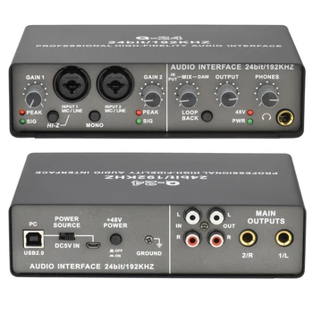 TEYUN Q24 24Bit 192KHz Audio Interface Loopback Stereo Mono Professional External Usb Sound Card for RCA Guitar Studio Recording 1