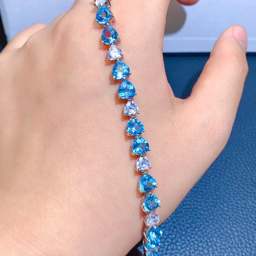 Larimar Gemstone Bracelet Blue Dainty 925 Sterling Silver - Etsy | Blue  topaz bracelet, Natural stone bracelets, 925 sterling silver chain