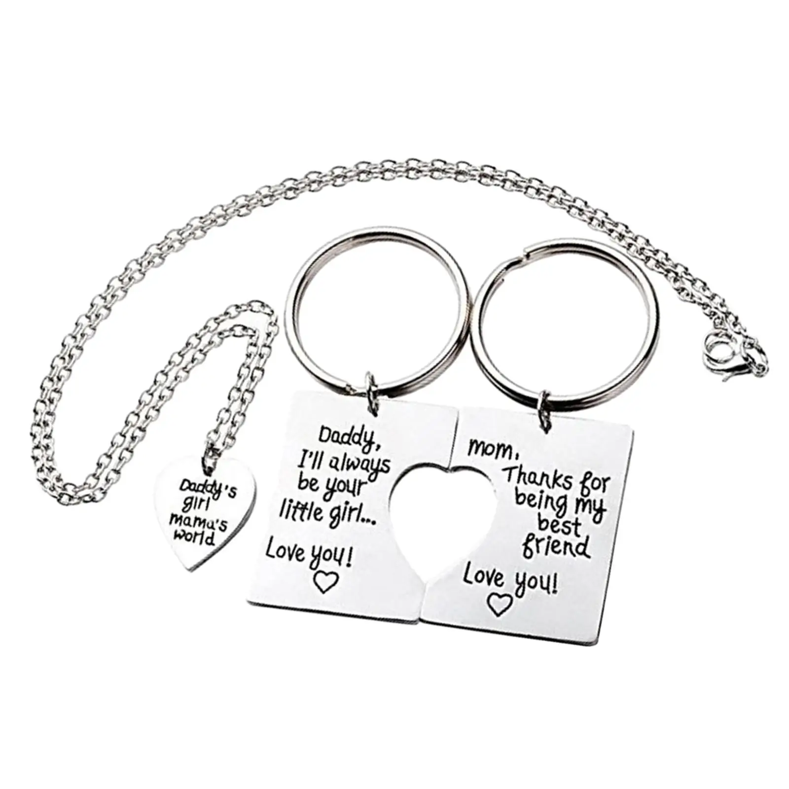 Daddy`s Girl Mama`s World New Year Thanksgiving Gifts for Her Trendy Family Jewelry Gifts for Daughter Father Son Daddy Mother