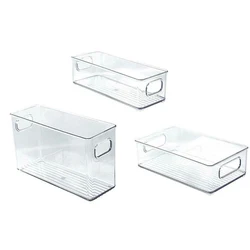 Stackable Refrigerator Organizer Fridge Transparent Plastic Food Storage Containers Freezer Cabinet Pantry Bin Kitchen Organizer