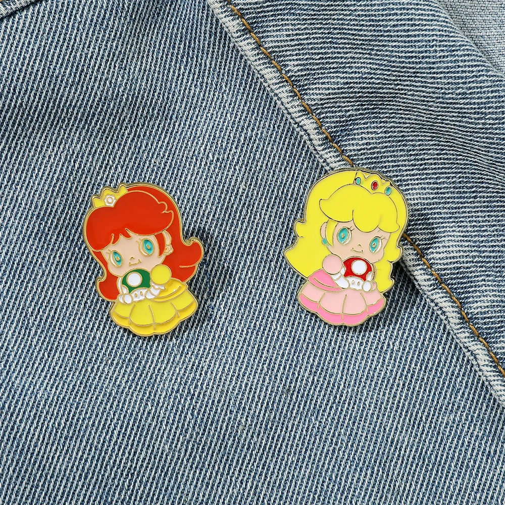 Cute Super Mario Bro Spille Anime Figure Princess Peach Daisy Spille Per Accessori Zaino Fan Cosplay Cartoon Badge