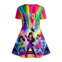 Robe T-shirt imprimée Rainbow K‑POP Anime Warrior Girls pour filles, robe décontractée colorée pour fête cosplay pour enfants 3
