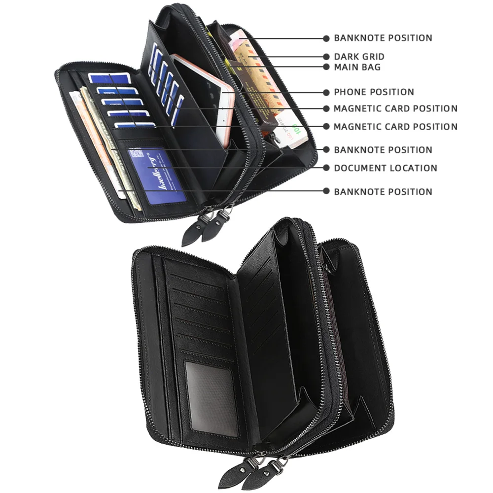 Baellerry Men's Long Purse Men Wallets Double Zipper Men Clutch Wallets Business Large Capacity High Quality Brand Male Purse 4