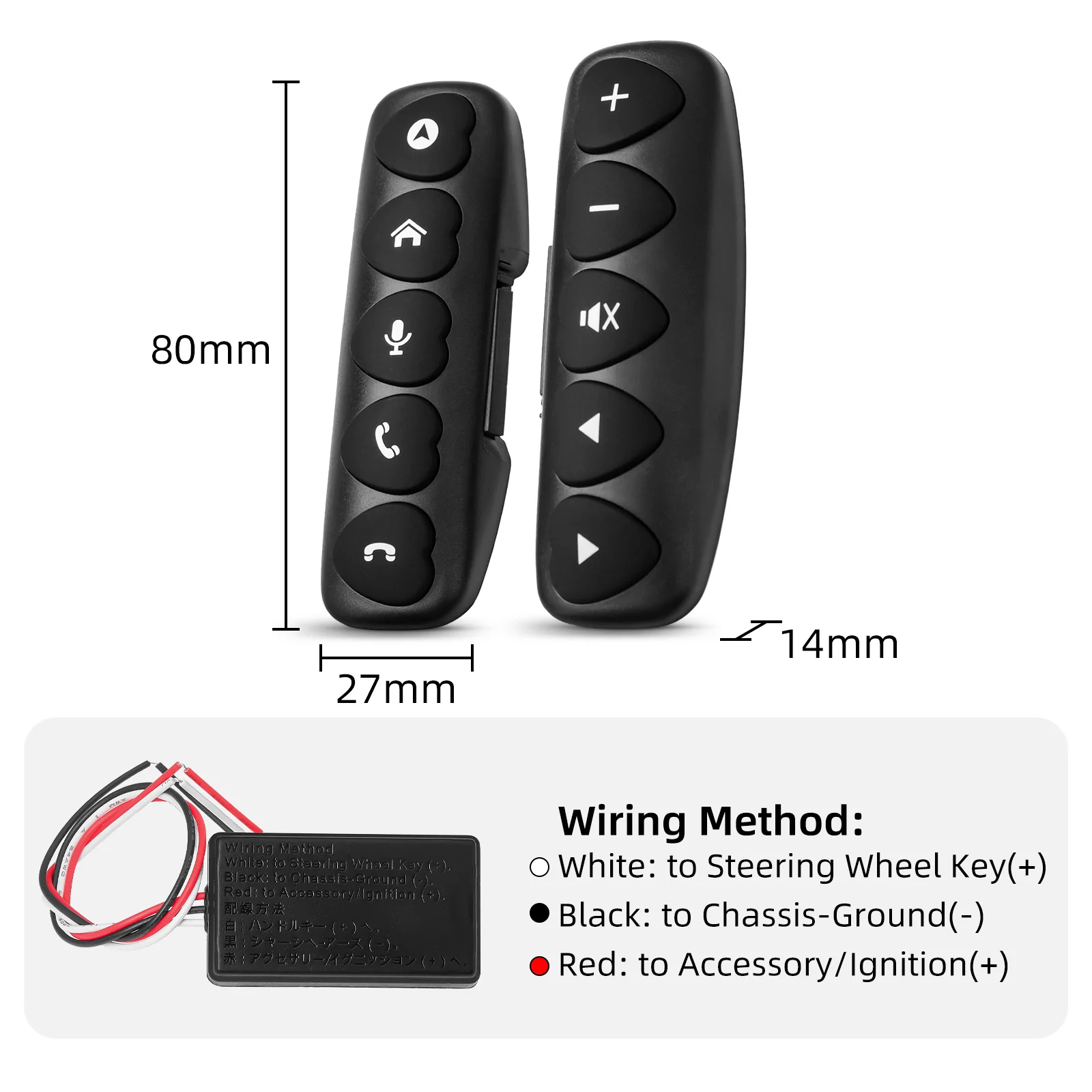 10 Keys Wireless Car Steering Wheel Control Button For Radio DVD GPS Multimedia
