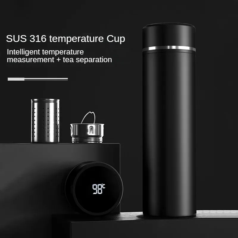 

500ml Stainless Steel Temperature Display Intelligent Insulation Cup Camping Sports Portable Tumbler Coffee Tea Milk Water Cup