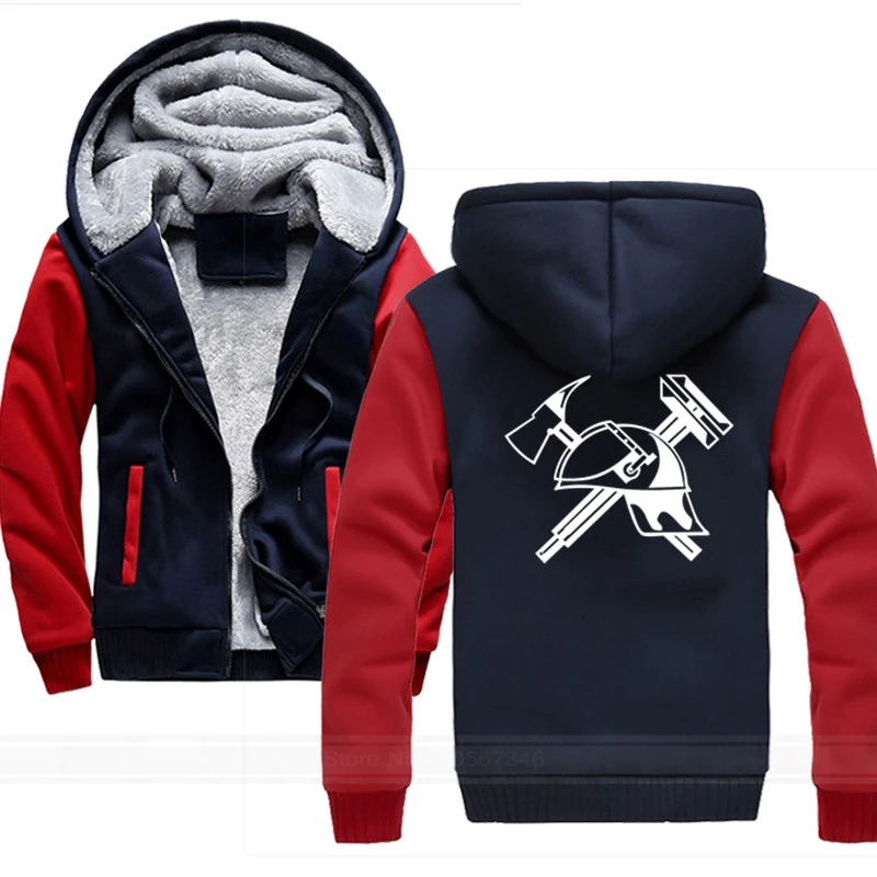 

Men Hoodies Male Warm Thick Velvet Solid Fire set Sweatshirts Male Thicken Tracksuit Jacket