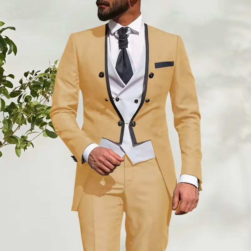 2025 Men's Slim Fit 3 Piece Suit Single Breasted Blazer For Men Hot sell formal design cheap Suit for Men