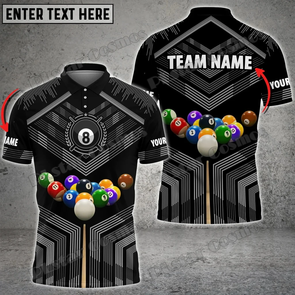 Benutzerdefinierte Name Billard Ball Bunte 3D Gedruckt männer Polo Shirt Sommer Unisex Casual Polo-shirt Geschenk Für Billard Spieler WK153 – Detail 16