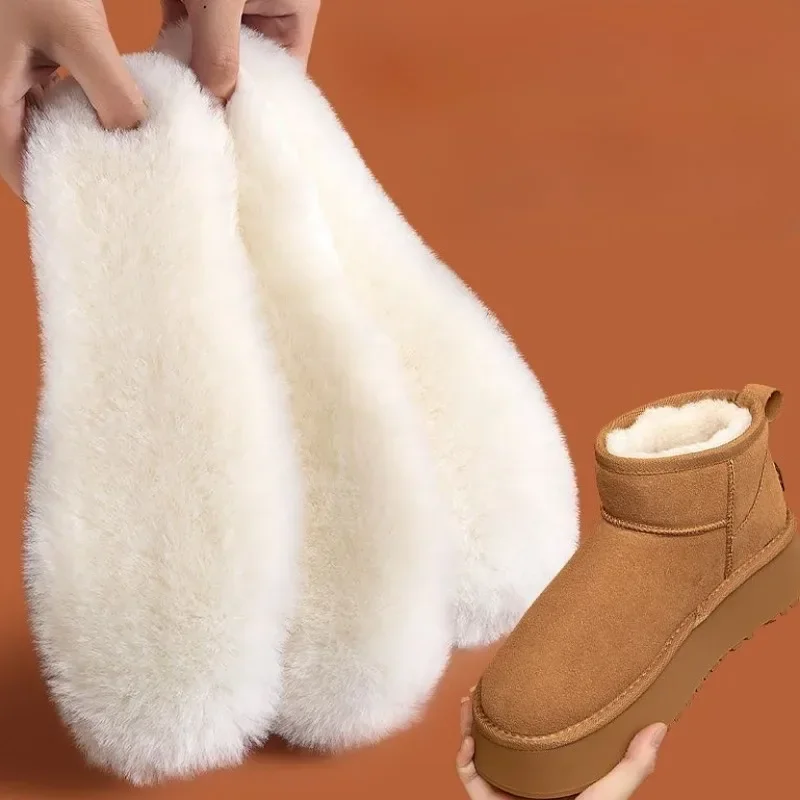 6/2pcs Sheepskin Insoles Natural Fur Wool Snow Boots Shoe Pad Men Women Children Warm Winter shoe insoles orthopedic insoles