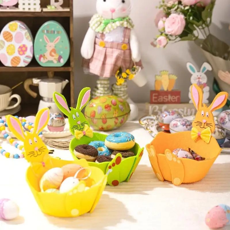 Creative Easter Display Bowls 16*7.5cm Lovely Rabbit Shaped Snacks Storage Tray for Festival Parties Tabletop Decoration 4