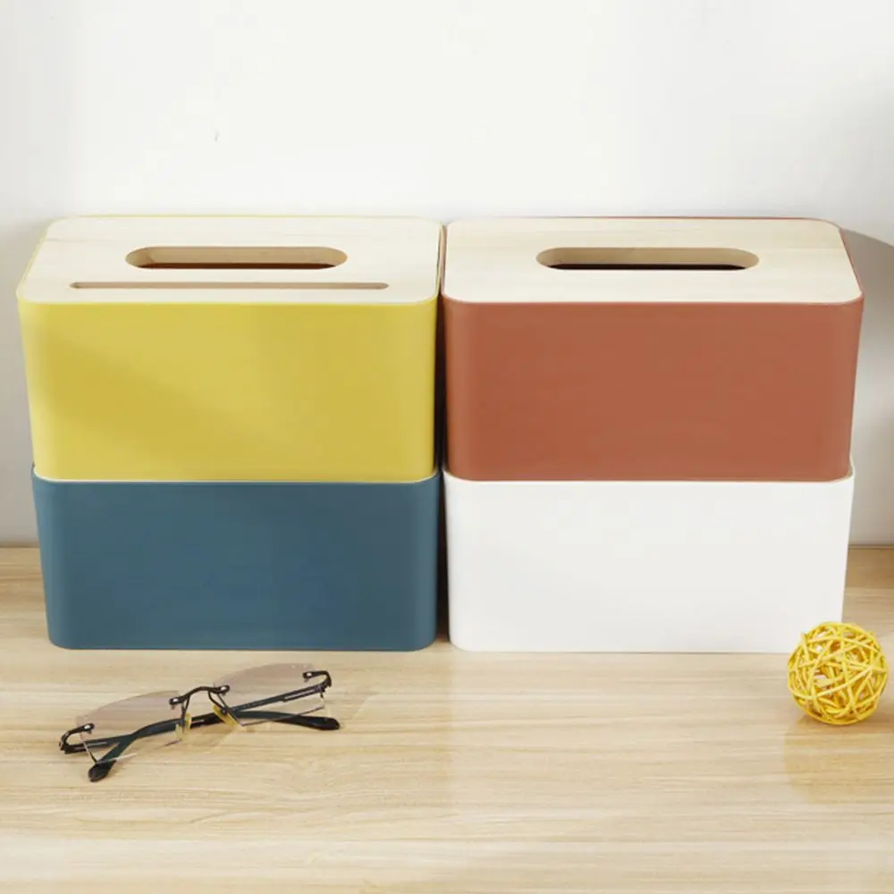 Description Picture 6 of itemPortable Wooden Tissue Box Cover Removable Desktop Tissue Holder Home Office Bathroom Paper Storage Case Table Decoration