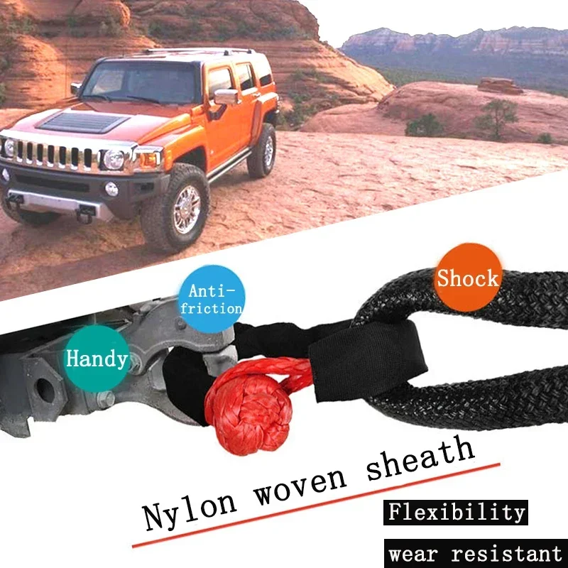 2Pcs 19T 42,000Lbs Break Strength Synthetic Soft Shackle 1/2" X 22&lsquo;&rsquo; Rugged Shackles with Protective Sleeve for Vehicle Recovery