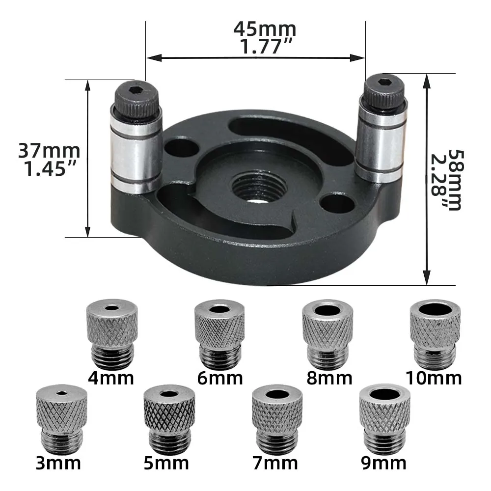 3–10 mm Dübellehren-Set – selbstzentrierender Bohrführungssucher mit 8 Stahlbuchsen – Locher aus Aluminiumlegierung für die Holzbearbeitung – Detail 16