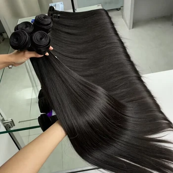 Straight Human Hair Bundle Raw Hair 30 34 Inch Bundles Double Drawn Brazilian Virgin Human Hair Extension 1/3/4 Bundles 1