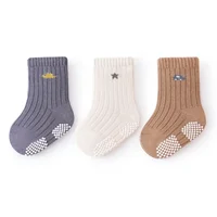 3 Pairs Korean Kids Soft Fashion Cartoon Socks Baby Middle Tube Stockings Long Socks for Infant Toddler Boys Girls Casual Socks 6