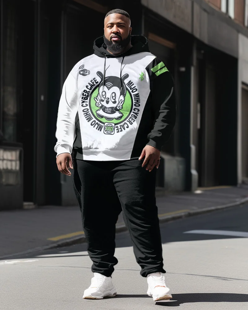 Biggmans Two Piece Sets Hoodie for Men's Casual Clothing 1909 Color Matching Sweatershir Long Sleeves Big Plus Size Suit L-9XL