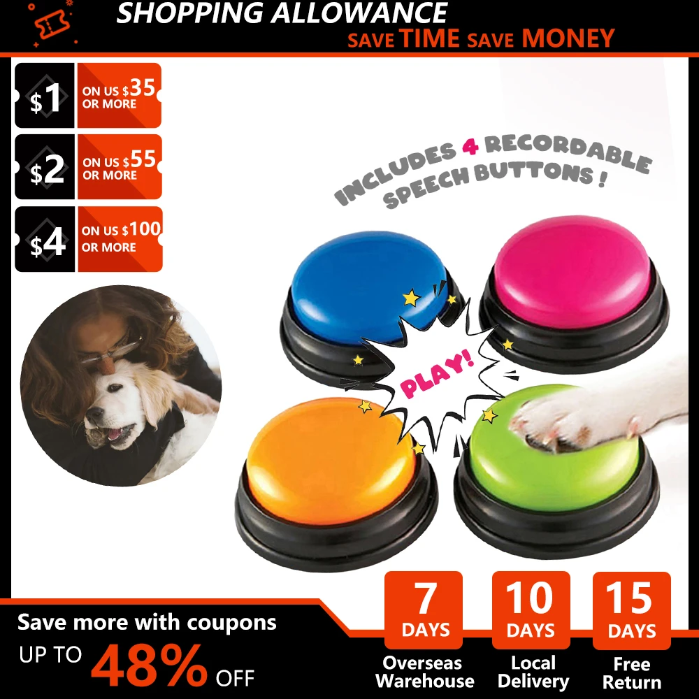 Recordable Talking Button Dog | Dogs Talking Buttons Funny | Dog Uses  Buttons Talk - Noise Makers - Aliexpress