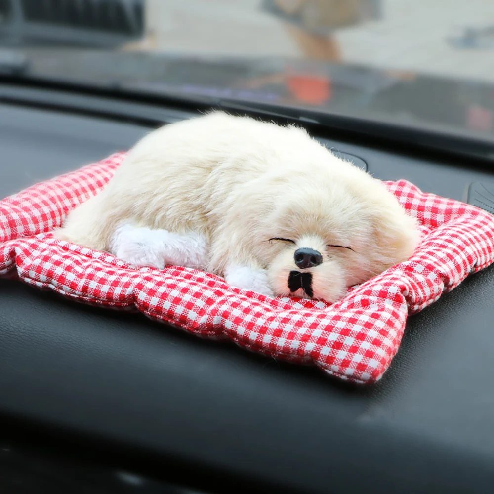Simulation Sleeping Dog Toy Plush Dogs Car Ornament Decoration