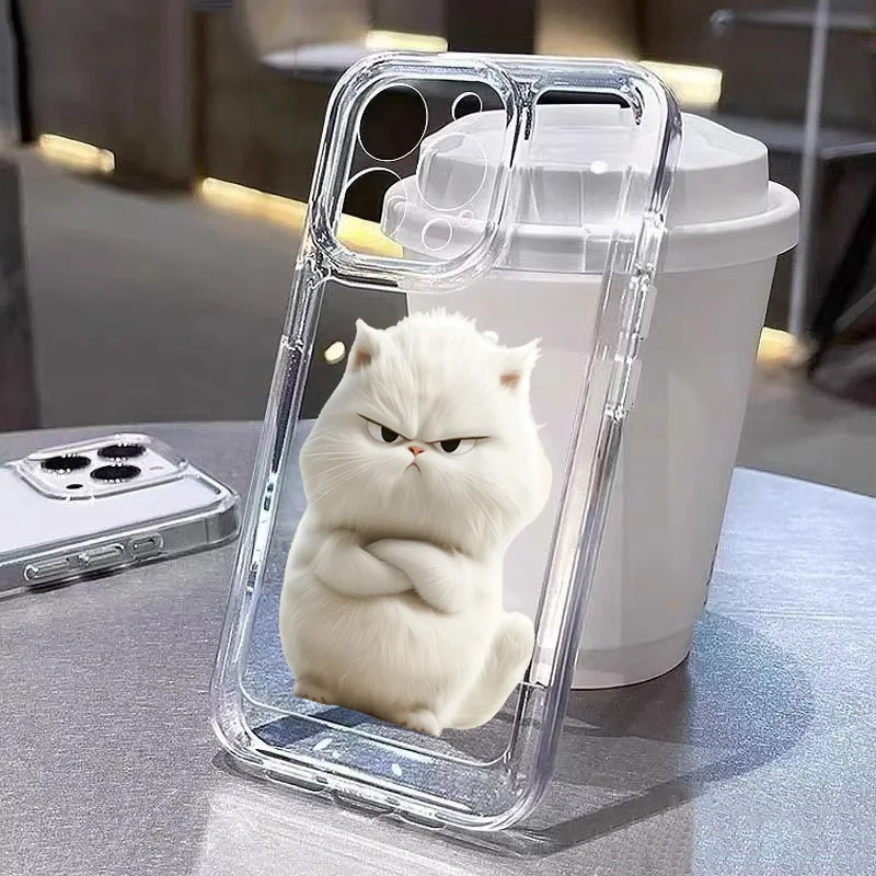 Quirky Cat Soft Silicone Phone Case - Clear Protective Cover