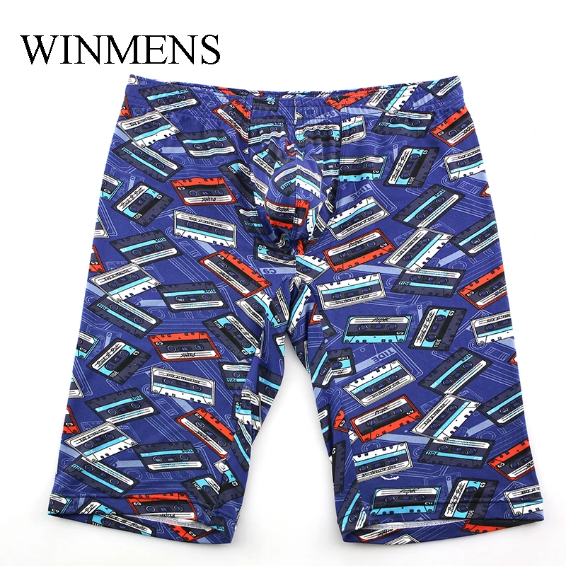 

Blue Print Men's Sleeping Pants Gent Close-fitting Low Rise Pajamas Bottoms Funny Cartoon Male Lounge Wear