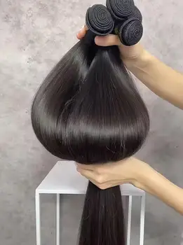 Extensioni di Capelli Umani Brasiliani Remy Lisci Naturali Non Trattati, Fasci di Capelli Lunghi