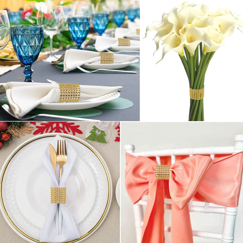 100PCS Rhinestone napkin rings holder party supplies