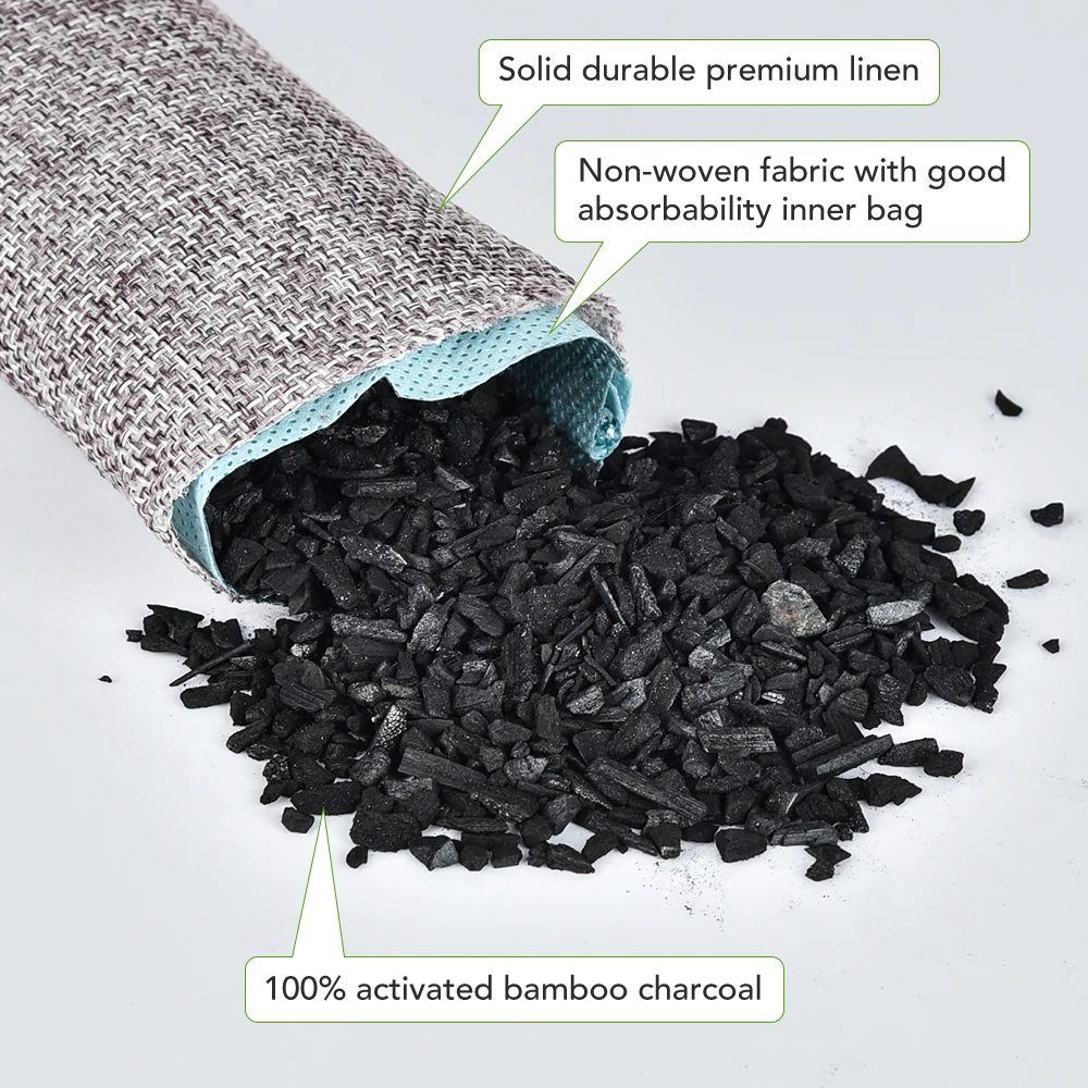 Natural Bamboo Charcoal Air Purifying Bags - Odor Absorber & Moisture Eliminator