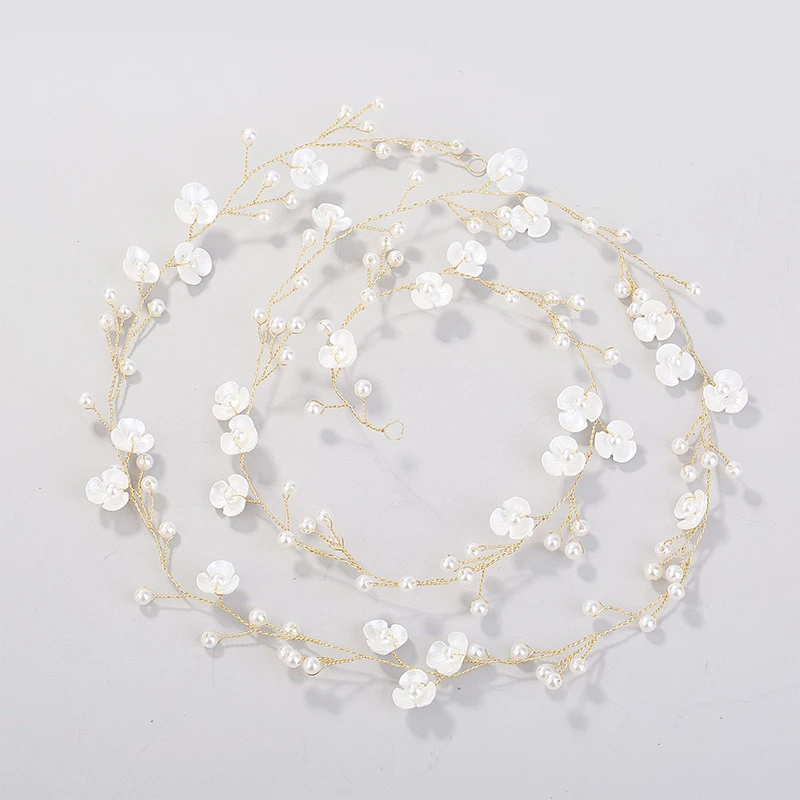 Hair accessories bridal hair accessories Crystal Headbands Wedding Hair Accessories Handmade Floral Pearl Rhinestone Hair Ornament 50CM For Bride Girls