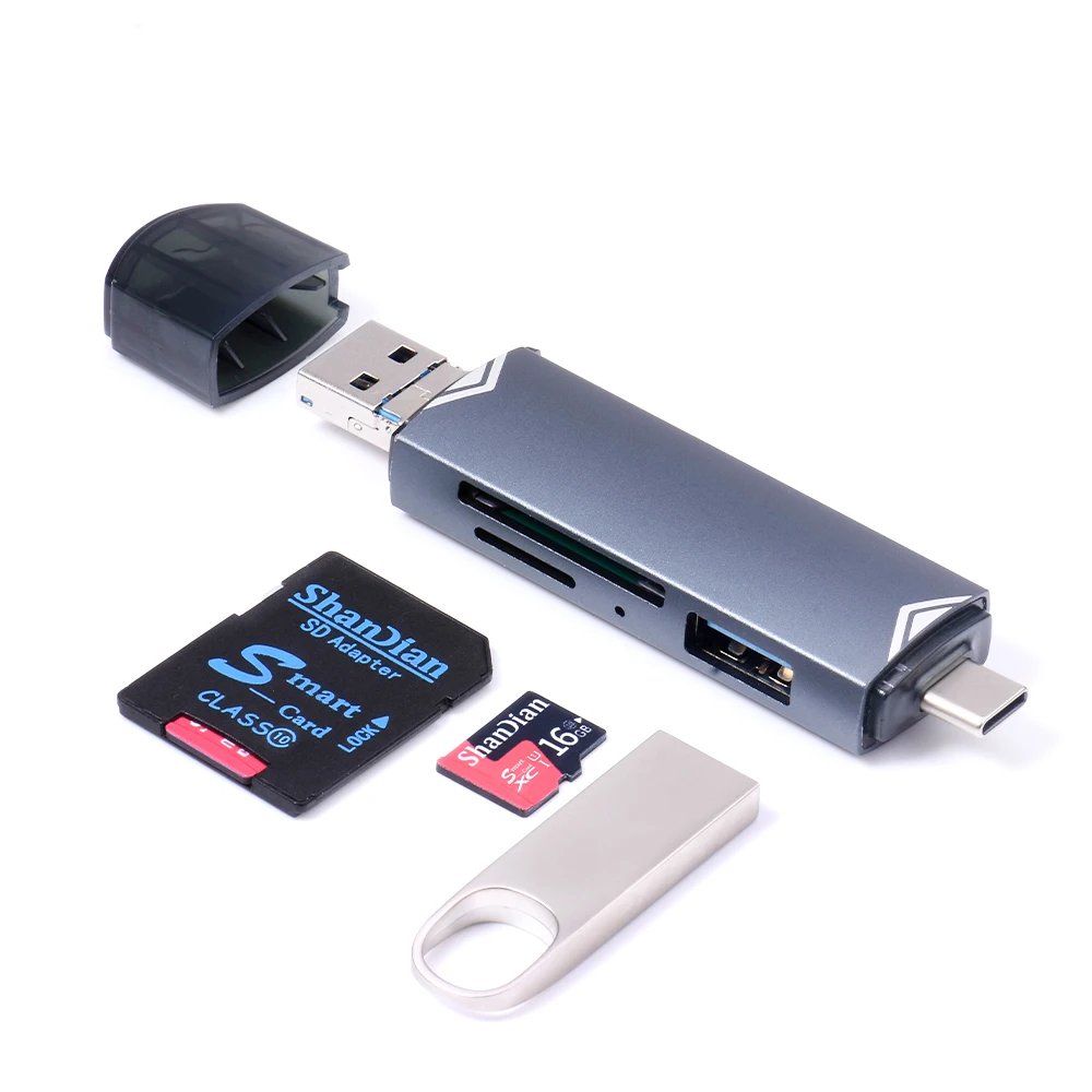 6 in 1 다기능 카드 리더기 외장 스토리지 블랙 스트레치 메모리 스틱 USB 3.0 미니 메모리 카드 또는 5 in 1 카드 리더기