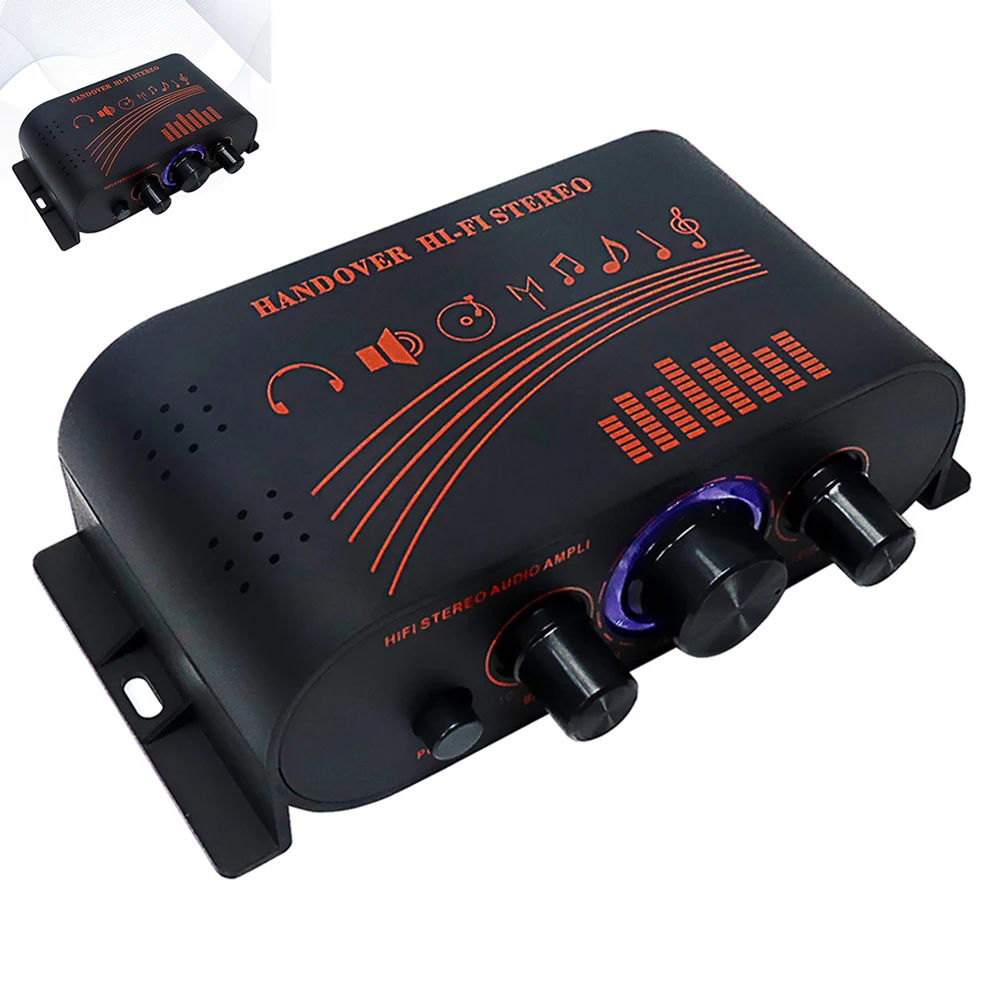 AK170 오디오 파워 앰프 듀얼 채널 HIFI 스테레오 오디오 앰프(LED 라이트 링 포함) 자동차/가정용 휴대용 사운드 앰프