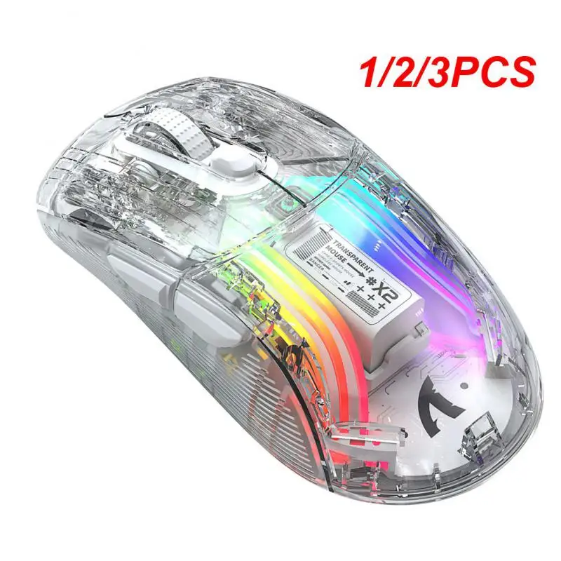 

1/2/3PCS Wireless Mouse Three-Mode Transparent Mouse Attack Shark X2RGB Luminous New Mouse Game Electronic Competition