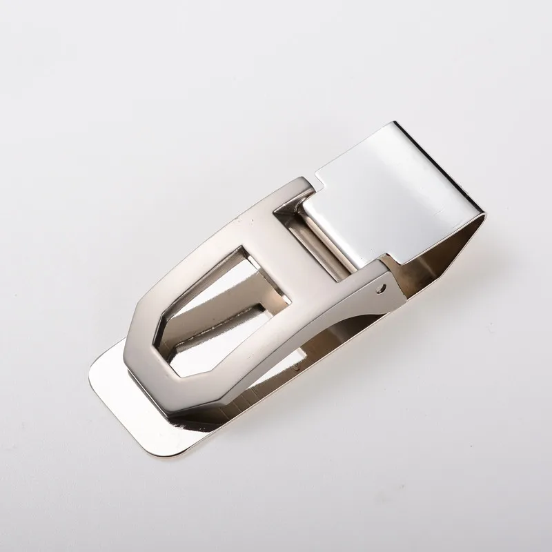 QOONG Lettering Stainless Steel Silver Money Clip Holder Slim Pocket Cash ID Credit Card Metal Clips Wallet QZ40-009 metal money clip