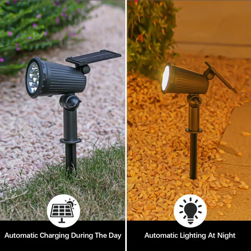 9 LED Solar Spotlights Outdoor IP65 Waterproof Brightness Adjustable Spot Light Garden Backyard Driveway Patio Decor Lamp